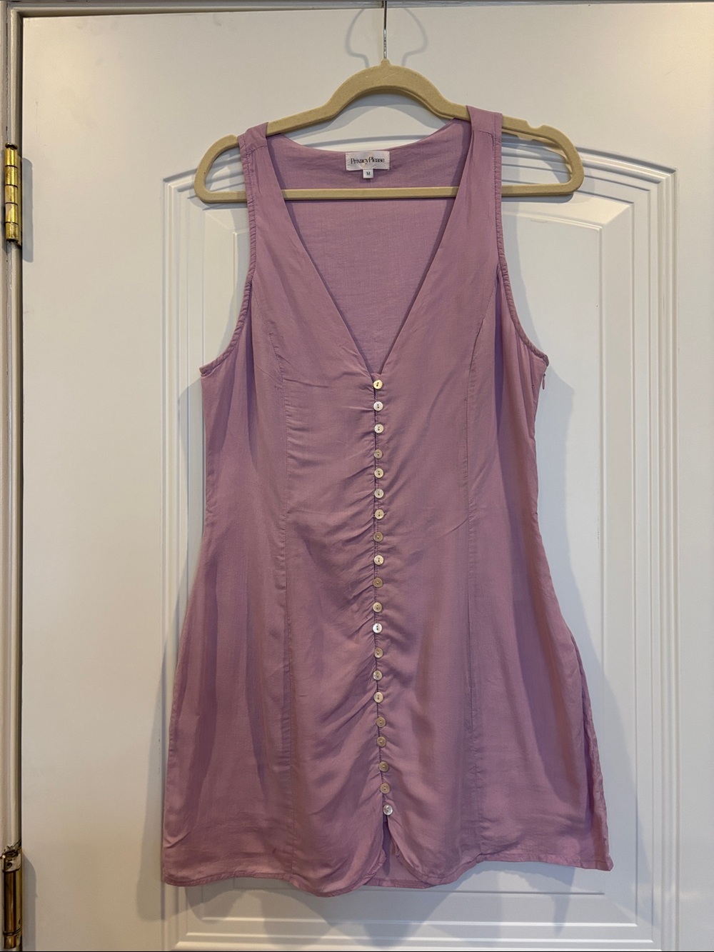 Privacy Please Lavender Button-Front Sleeveless Mini Dress